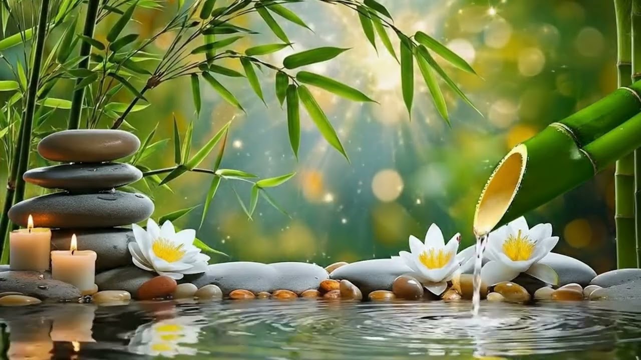 Deep Sleep in 3 Minutes 🌿🪷 White Lotus & Candles, Bamboo Water   Luxury Zen Spa Music #98