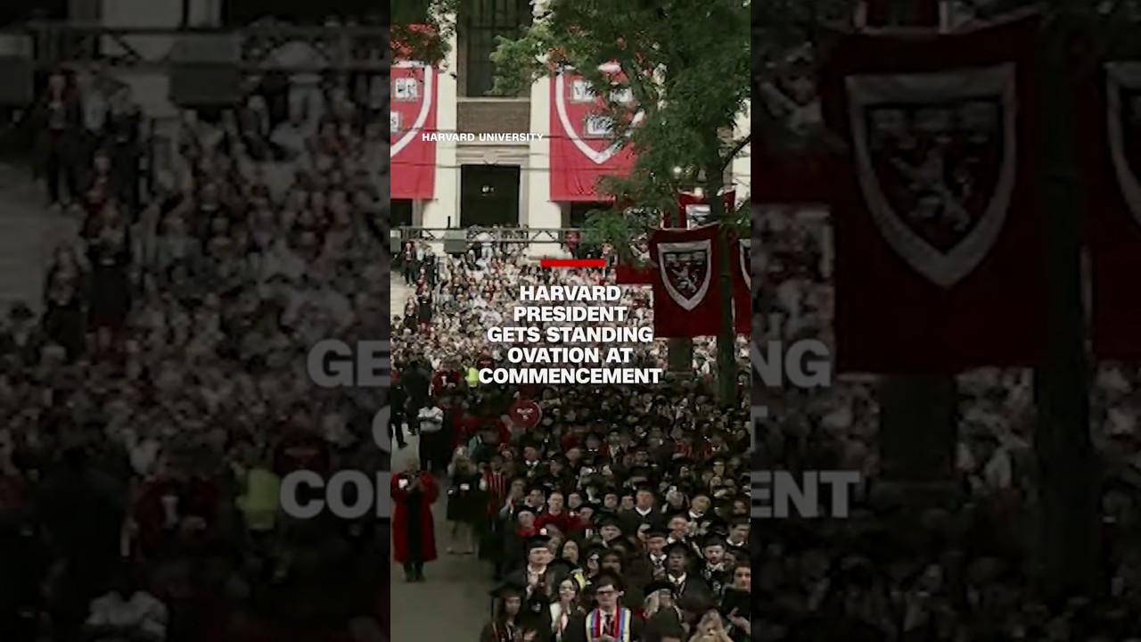 Harvard President gets standing ovation at commencement