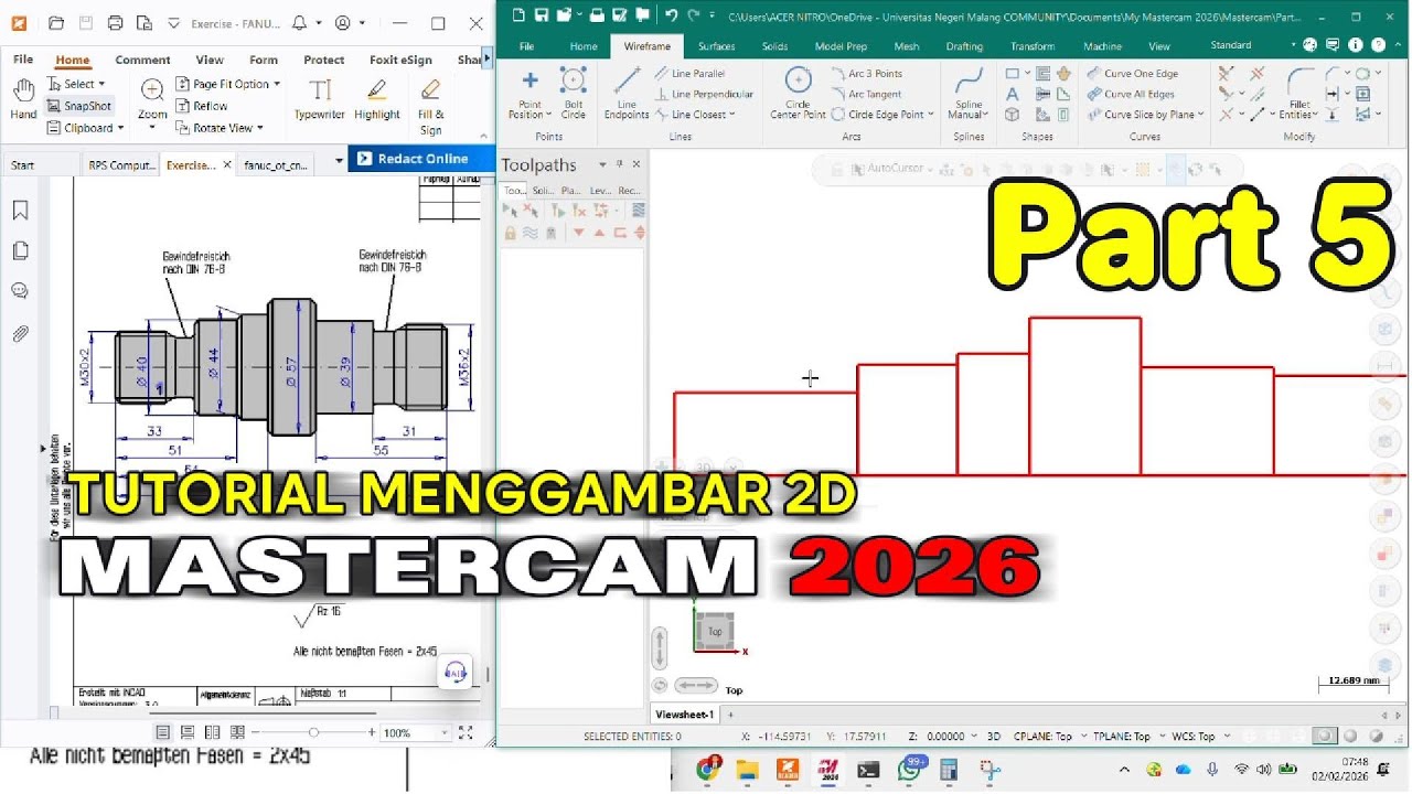 PART 5   MENGGAMBAR 2D CNC TURNING MASTERCAM 2026