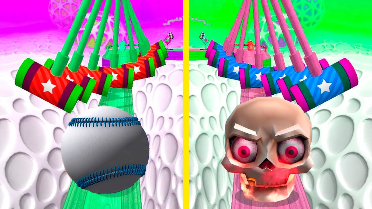 Going Balls - Mirror Race (Baseball Ball vs Skull Ball) - SpeedRun Update Gameplay Levels 365-366