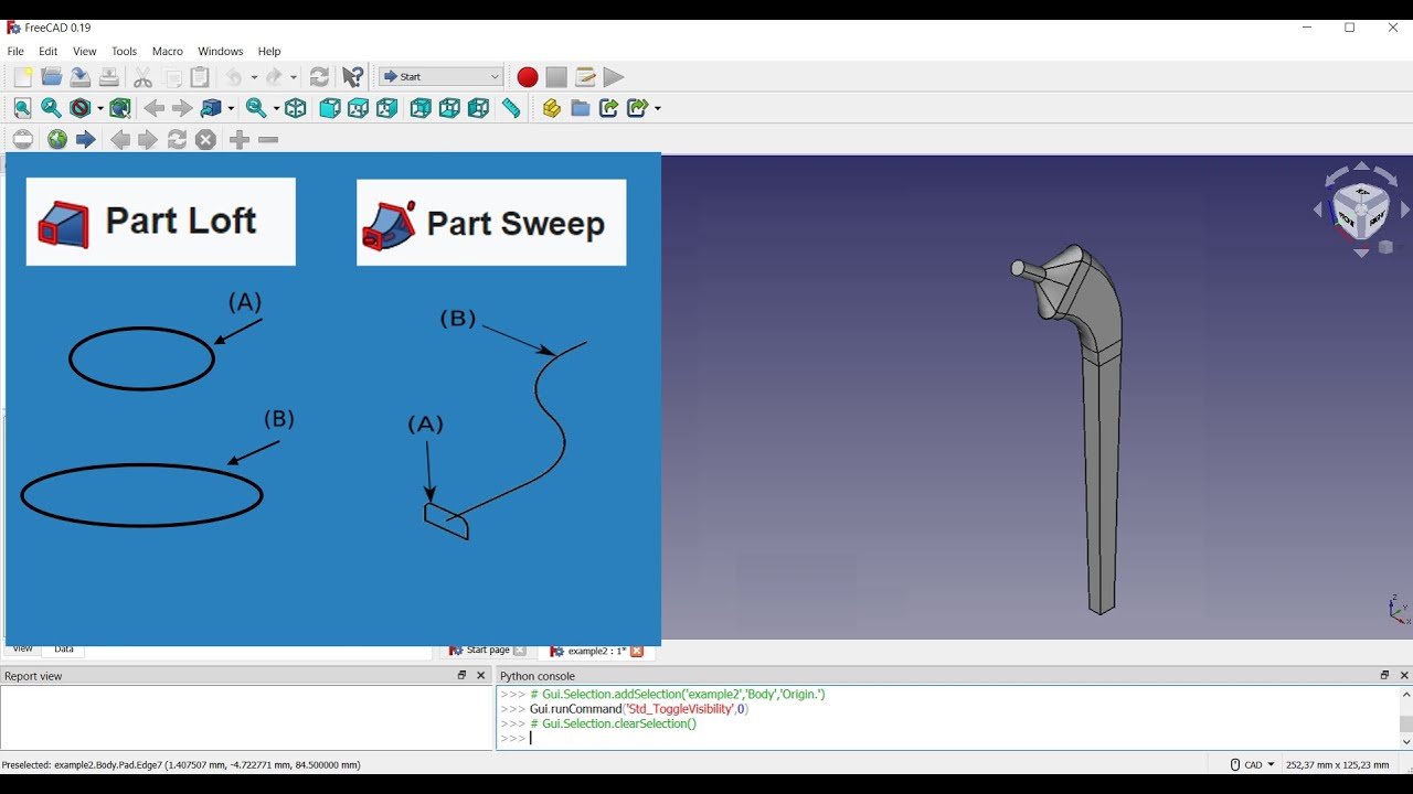 Loft and multiple-section Sweep in FreeCAD