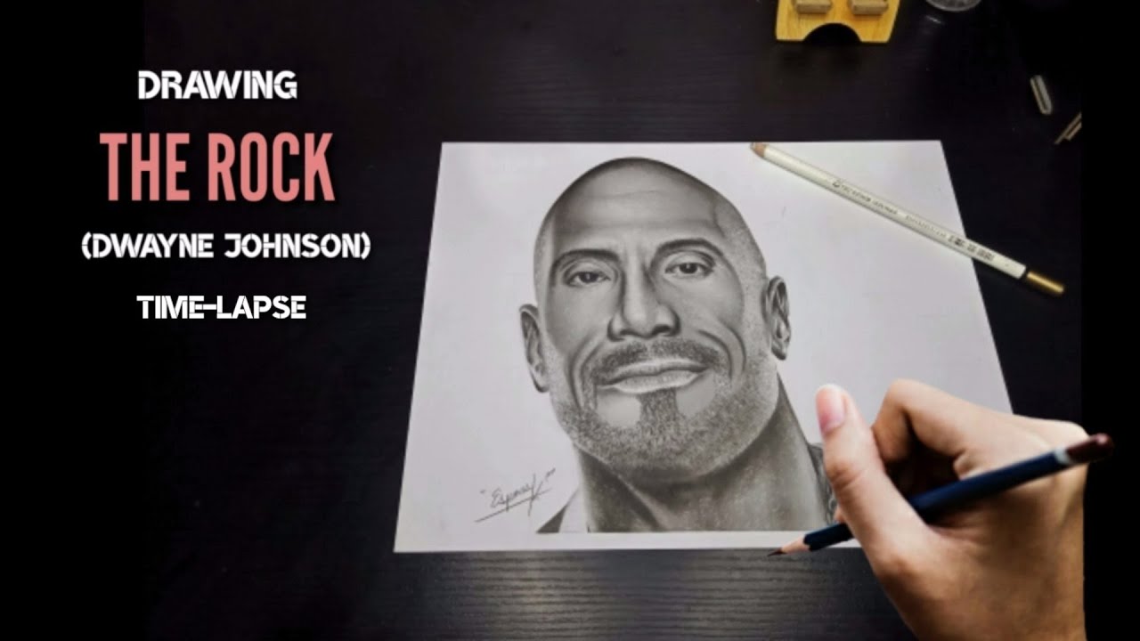 DRAWING THE ROCK (Dwayne Johnson) time-lapse