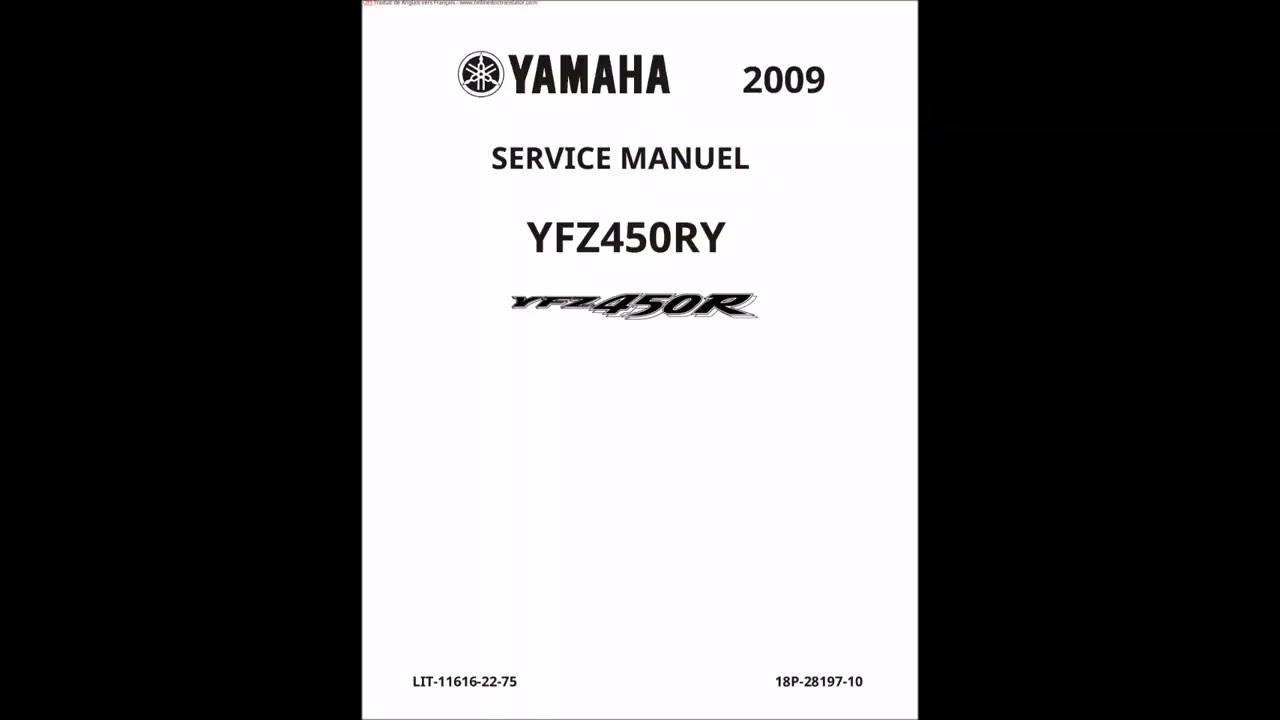 Manuel atelier du Yamaha YFZ 450 R en français complet ;)
