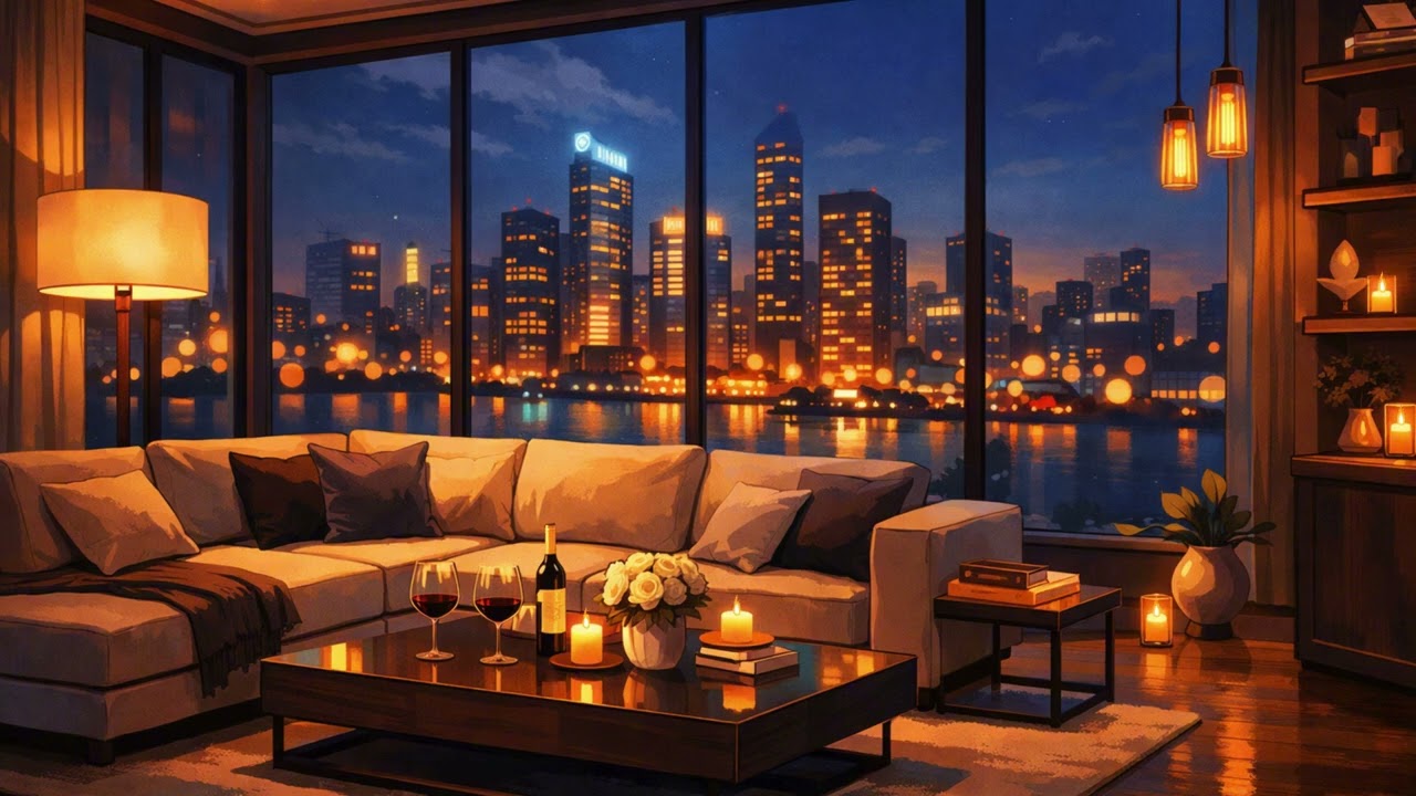 Twisted Love Penthouse Ambience 🖤 Luxury Night City View | Cozy High-Rise Living Room