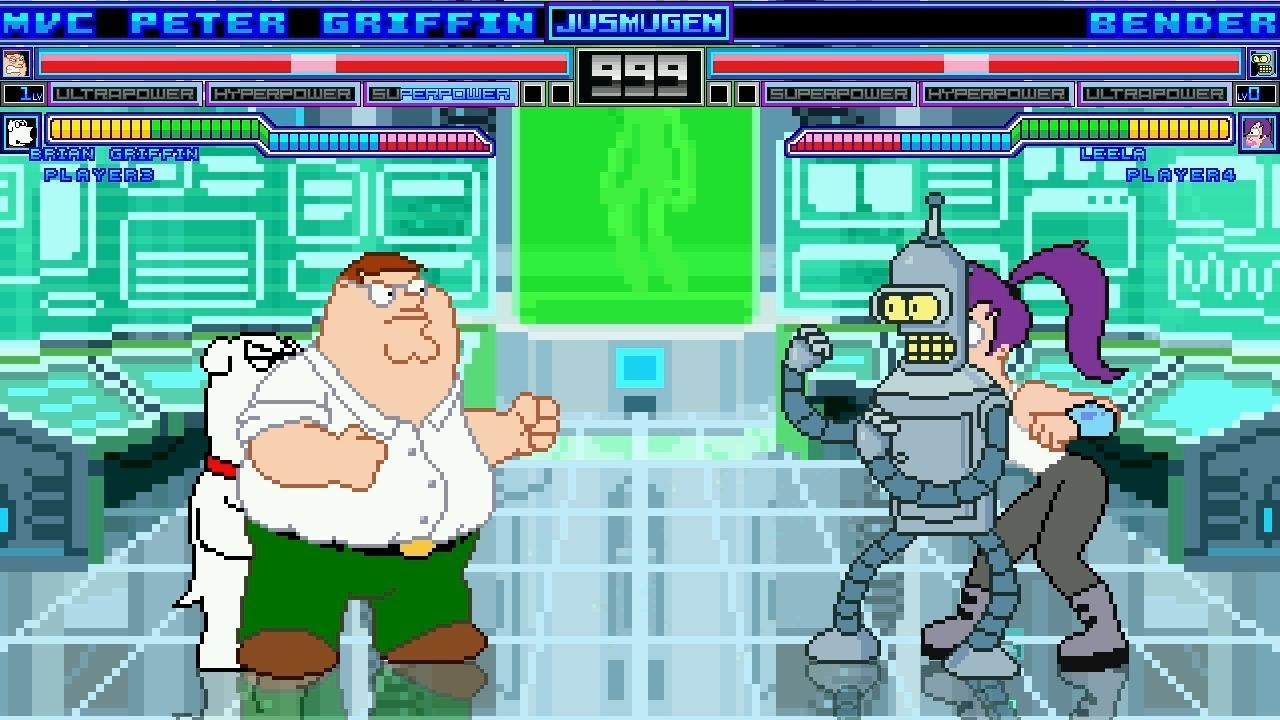 Peter Griffin & Brian Griffin vs Bender & Leela  (Family Guy vs Futurama) MUGEN Battle 1.0!!!