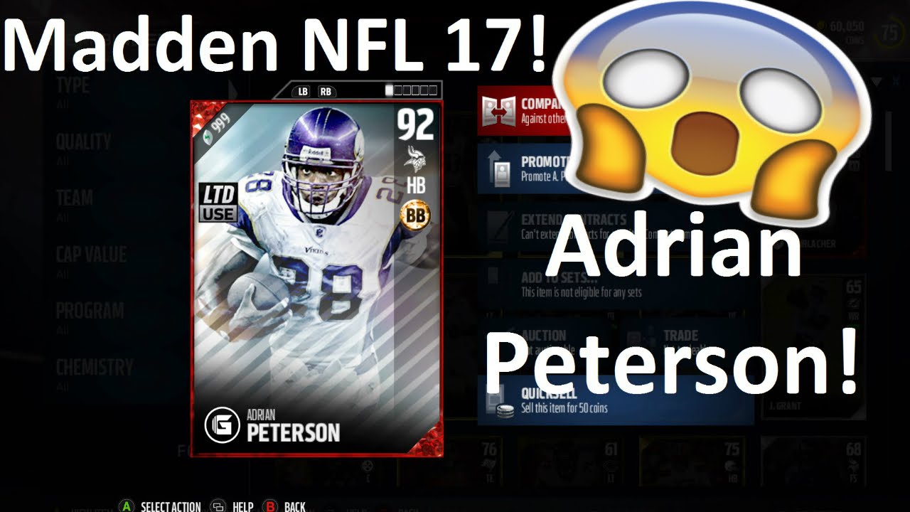 MADDEN 17 GAUNTLET REWARD! ADRIAN PETERSON IS HOME!