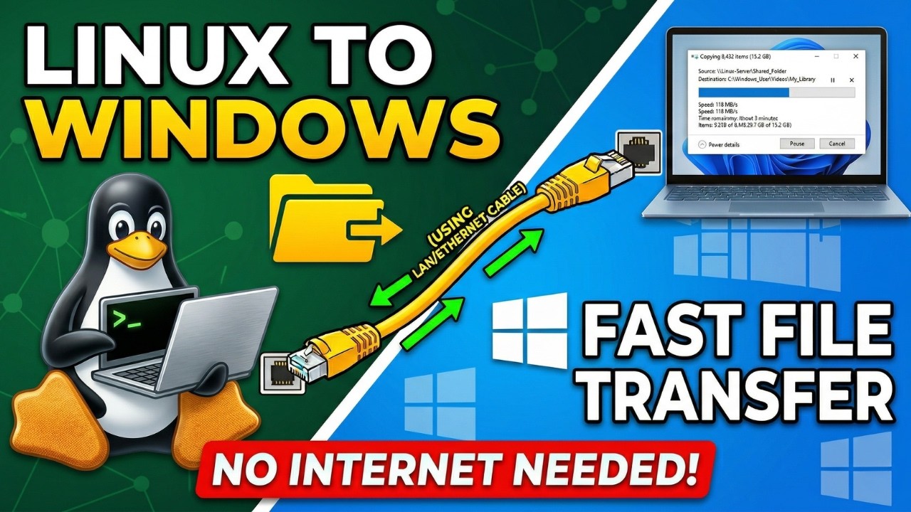 Transfer Files Between Linux and Windows using LAN/Ethernet Cable