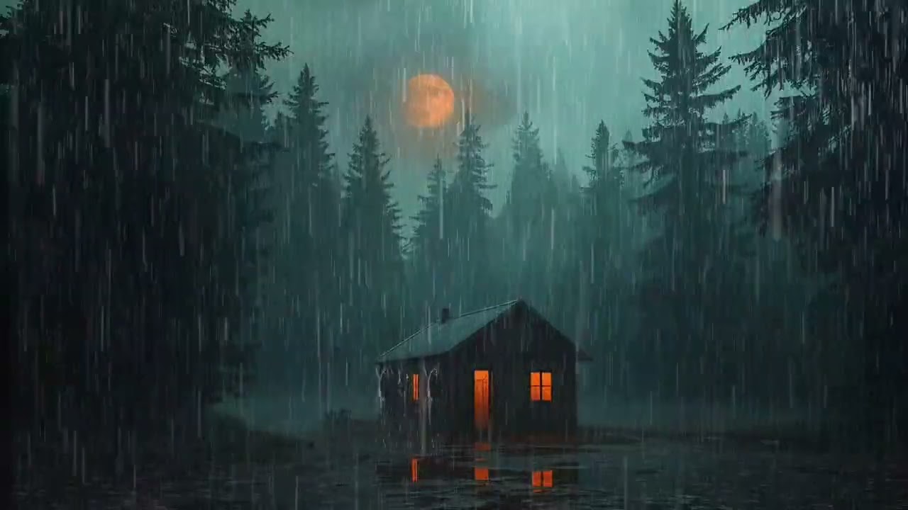 99% of YOU will Fall Asleep Fast | Strong Rain & Mighty Thunder on the Roof of Forest House at Night