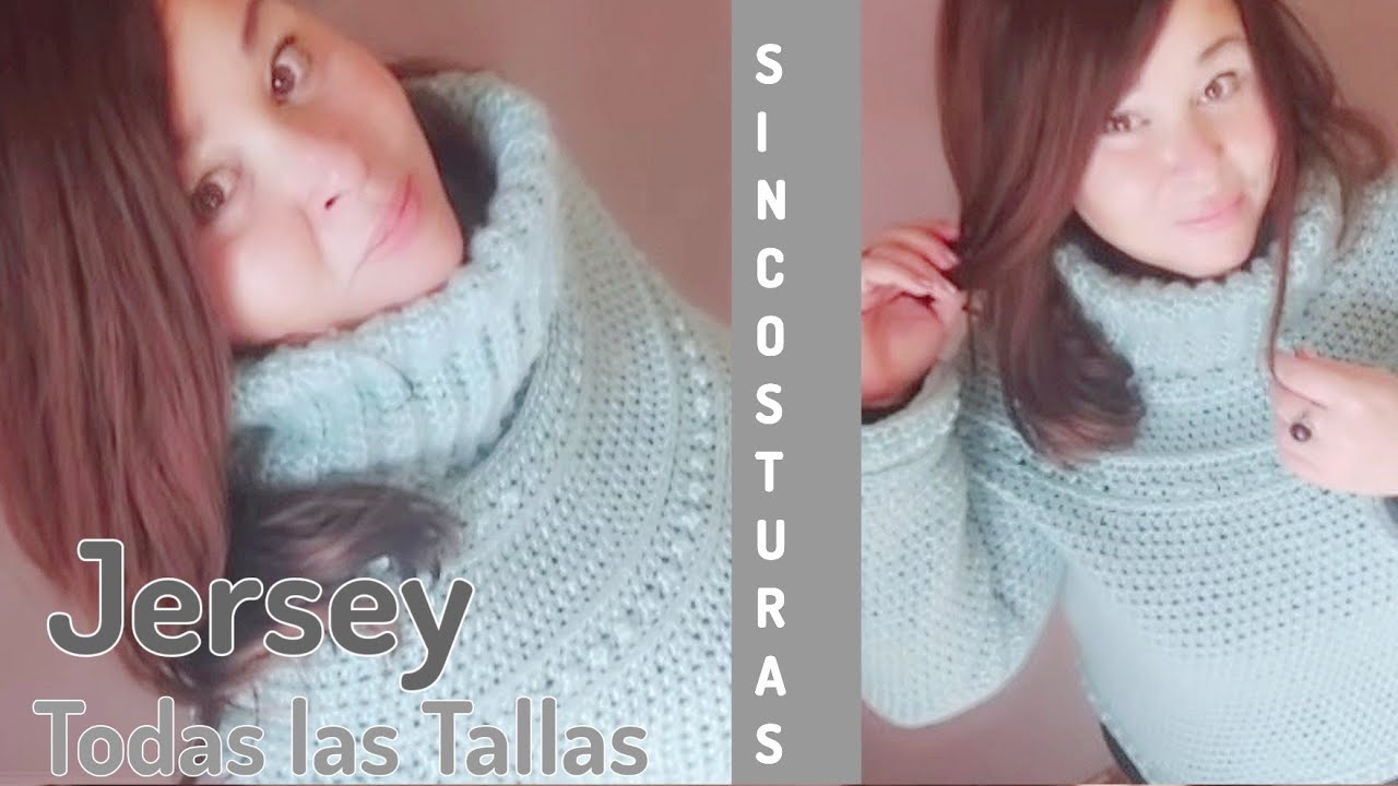 Aprende a hacer un jersey a crochet en canesú circular, sin costuras. Paso a paso, todas las tallas