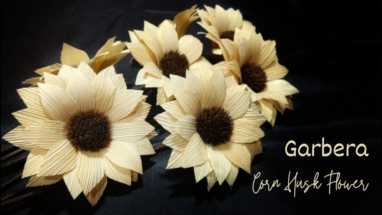 Garbera Corn Husk Flower Tutorial || Membuat Bunga Garbera dari Klobot Jagung