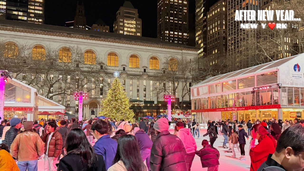 🔴Live Bryant Park New York Ice Skating ⛸️ Winter Walk