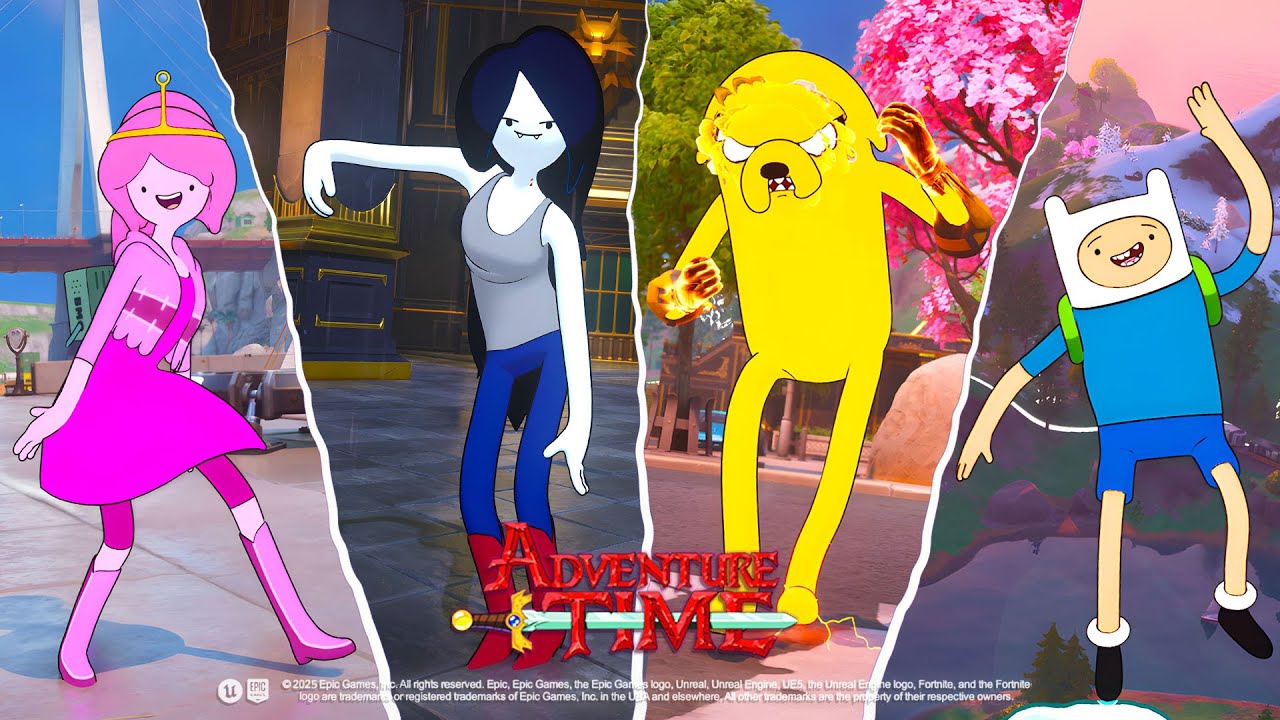Fortnite Adventure Time Skins BUNDLE GAMEPLAY (Finn, Jake, Princess Bubblegum & Marceline)