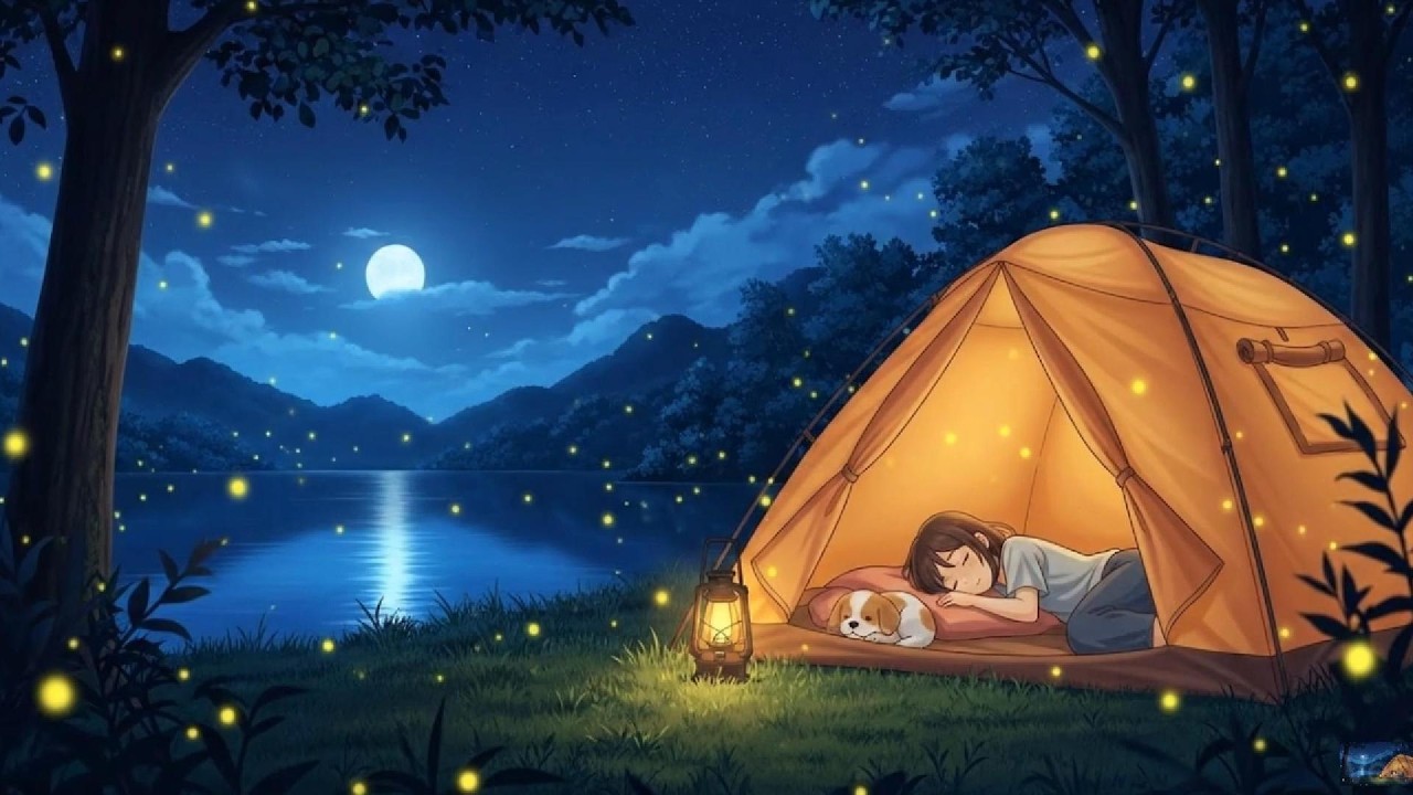 蛍が舞う静かな湖の夜 🌙 癒しのピアノ | 深い眠りのための睡眠音楽 (8 Hours)