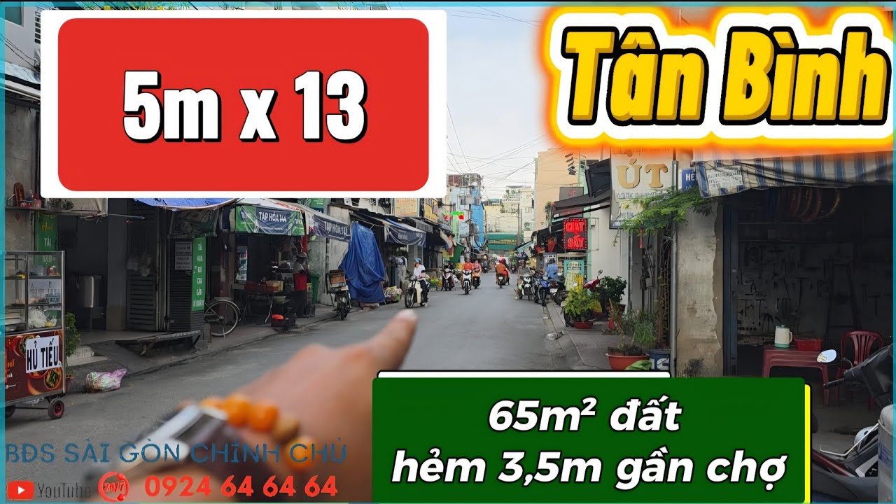 Tân Bình 5m x 13m kế chợ Trần Văn Quang hẻm 3m đẹp thông