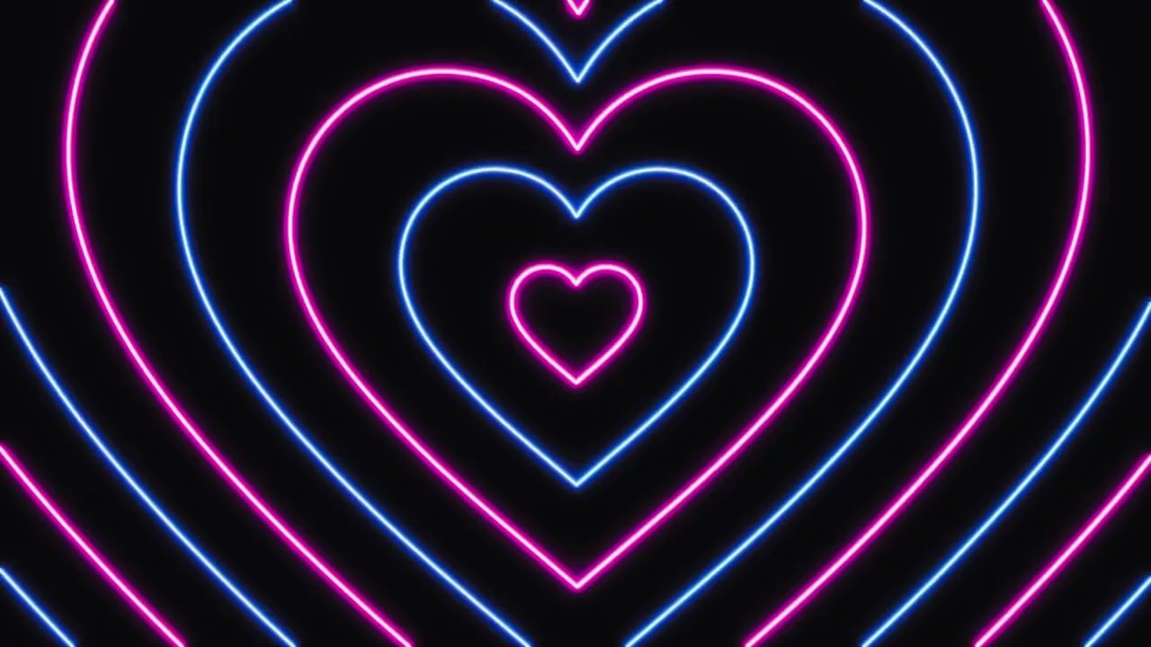 Pink and Blue Heart Tunnel 4K wallpaper loop💗💙 Neon Heart screensaver | Minimal desktop Wallpaper HD