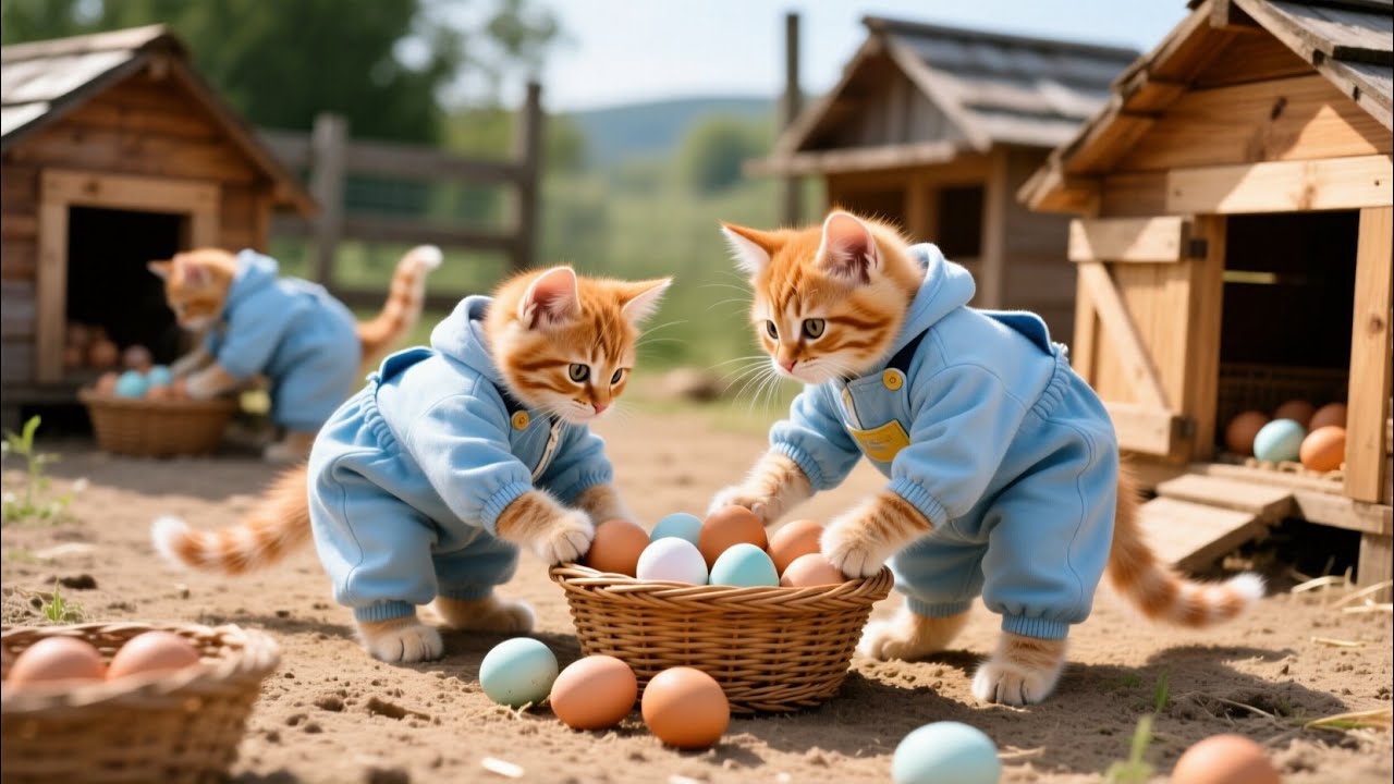 Ginger Kittens Help Mama Cat Work at the Chicken Farm🌾🐾 | Cook a Surprise Meal for Mama Cat🐔
