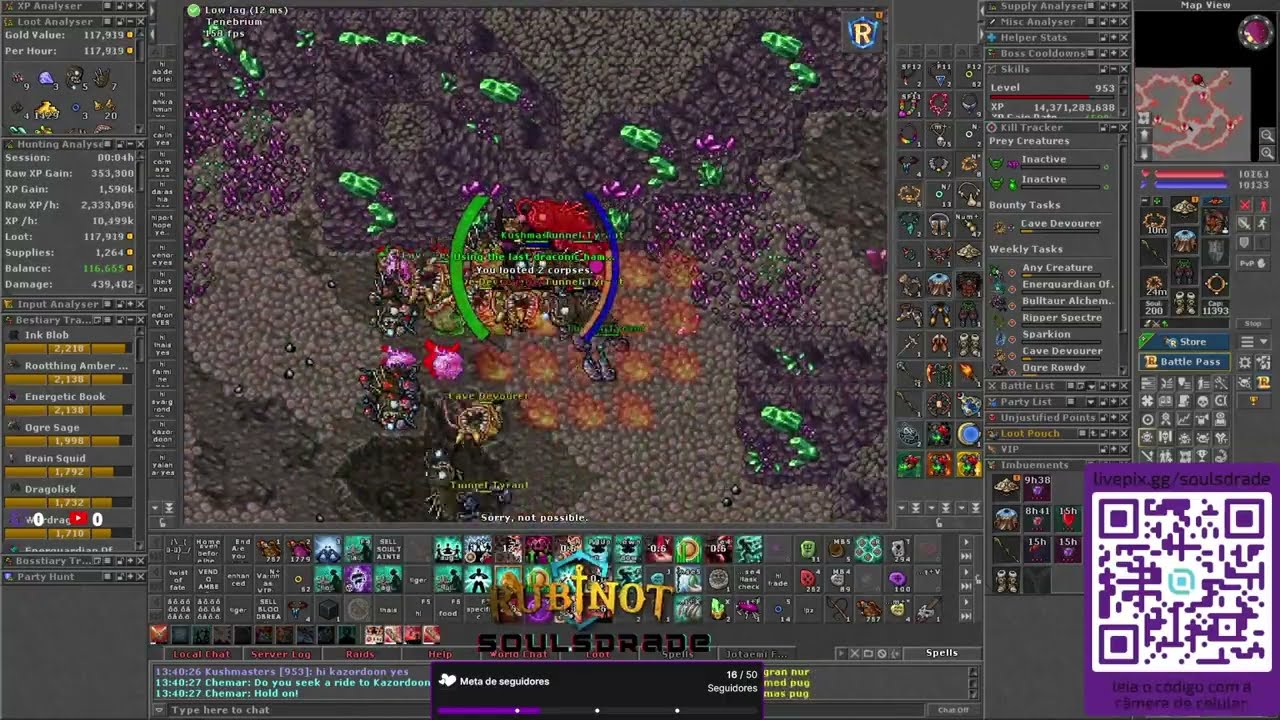 TIBIA BOUNTY TASK CAVE DEVOURER WZ5 / RUBINOT #soulsdrade #rubinot