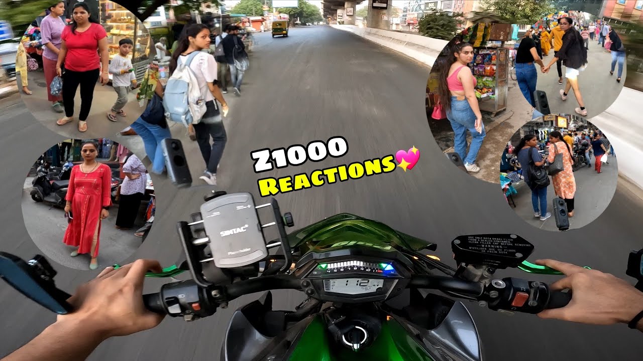 Cute Girls Reactions On Highway💖!! Loudest Kawasaki Z1000🔥