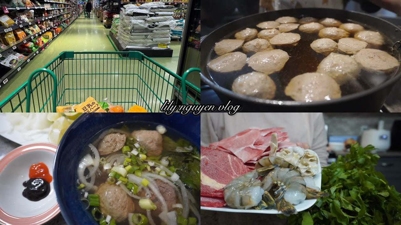Grocery shopping in Canada, winter comfort foods on cold nights. Having Pho and hot pot at home.