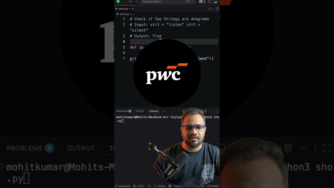 Check if Two Strings are Anagrams - Python Interview Question #shorts #dsa #interview