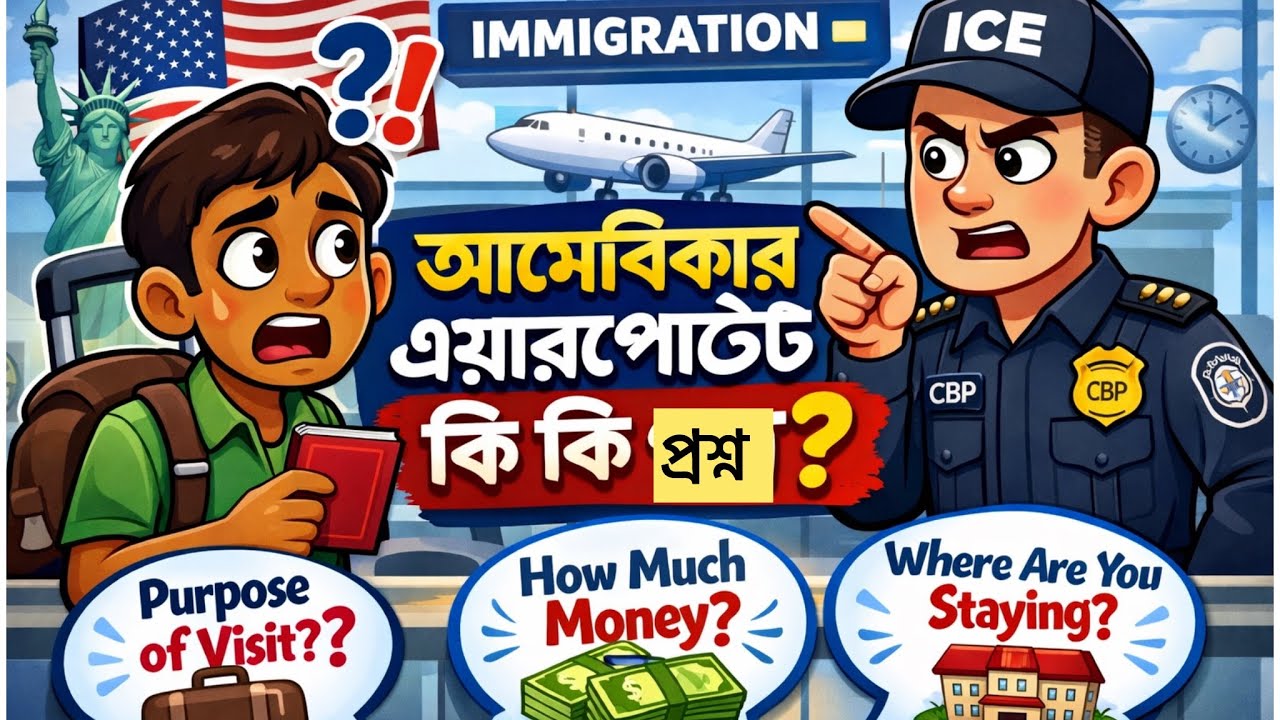 আমেরিকার এয়ারপোর্টে কি কি প্রশ্ন আসতে পারে ?  USA Customs & Immigration Questions