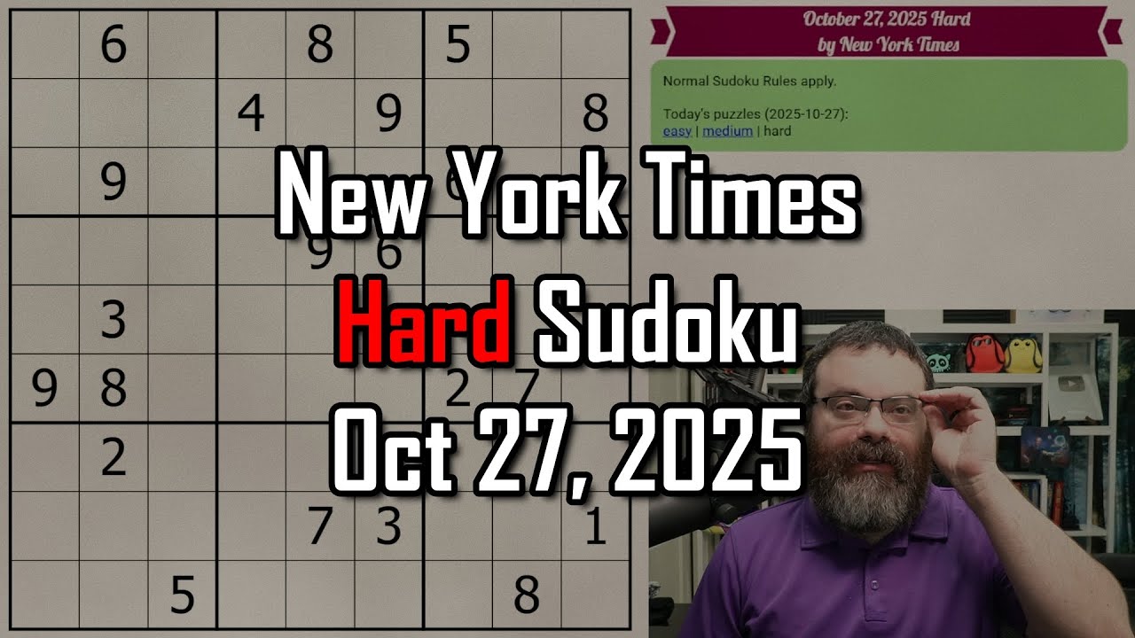 NYT Hard Sudoku Walkthrough | Oct 27, 2025