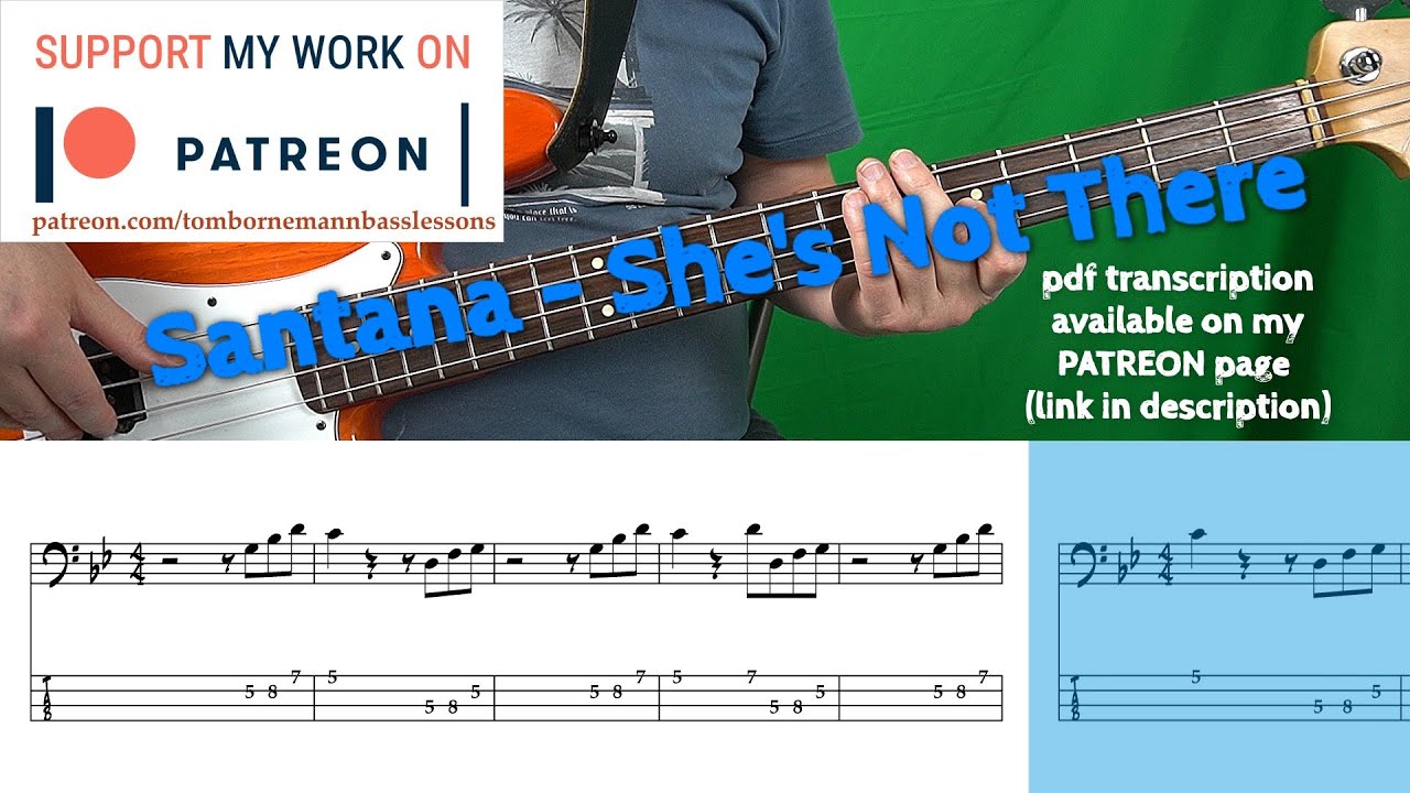 Santana - She's Not There (кавер на бас-гитаре с табулатурой)
