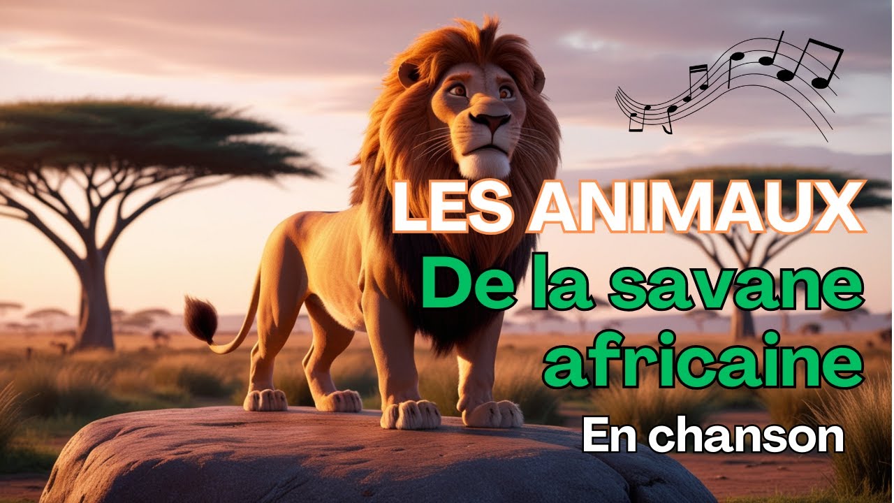 Apprendre Les animaux de la savane africaine. Chanson pour enfants