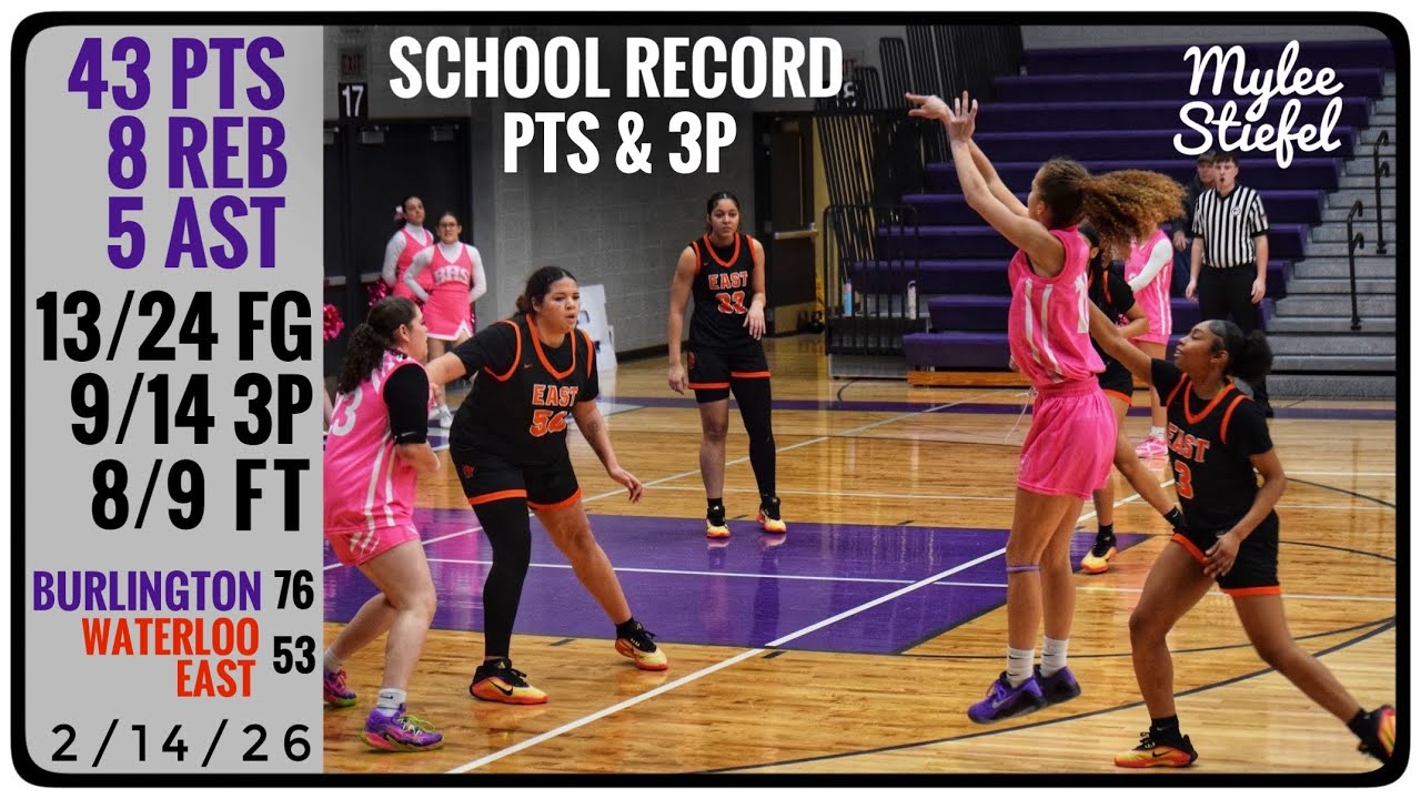 vs Waterloo East 2/14/26 - Mylee Stiefel Basketball Highlights