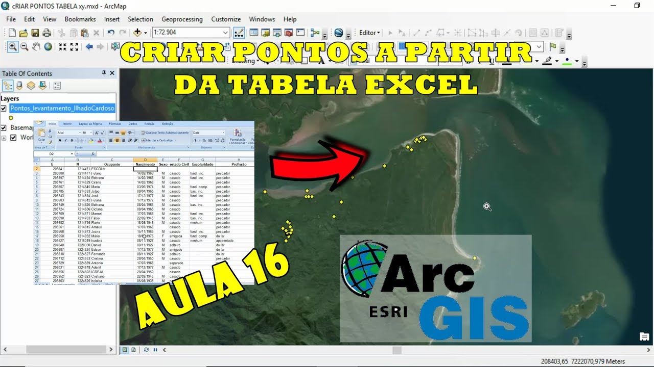 Como criar pontos no mapa a partir de uma tabela - Tutorial ArcGIS Aula 16 #Arcgis #cursoArcGIS