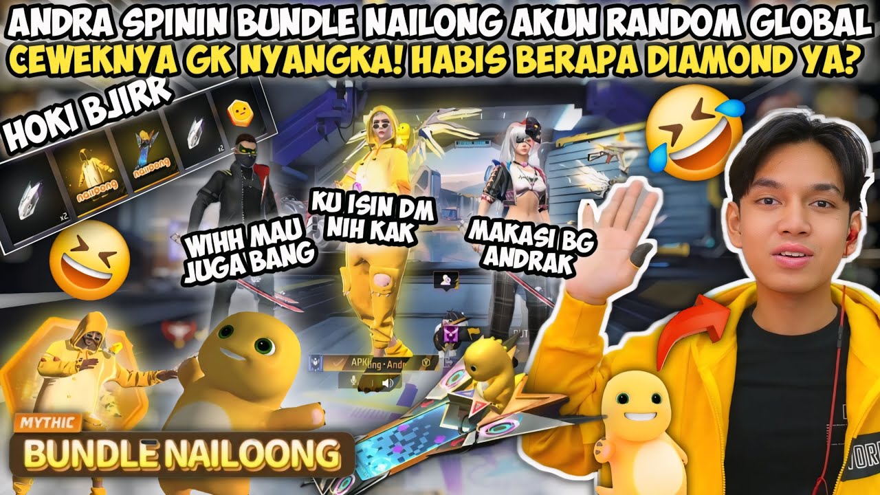 ANDRA MASUK AKUN CEWEK RANDOM DI GLOBAL BUAT PAKE TRIK SPIN BUNDLE NAILONG! HOKI BANGET CUK🤣