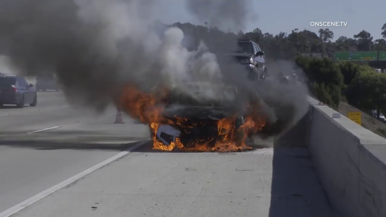 Car Catches Fire While Being Towed | Chula Vista