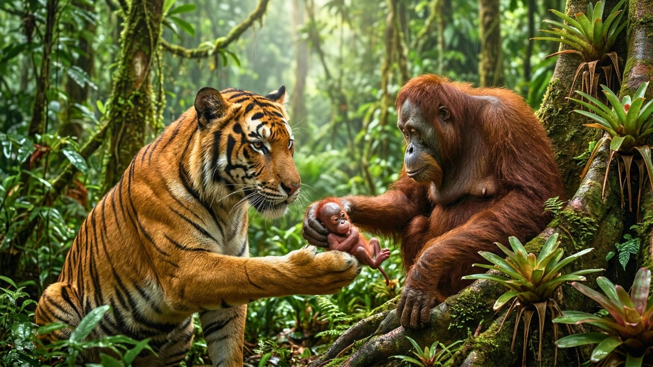 Dying Orangutan Handed Her Newborn to a Tiger — The Rescue That Shocked the Jungle