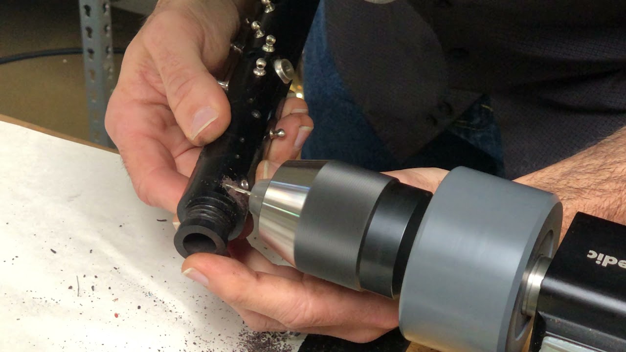 Drilling a hole in a Clarinet with MusicMedic Bench Motor