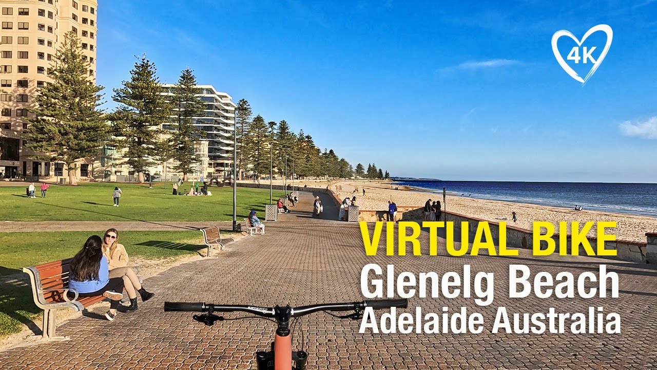 Virtual Bike Ride Glenelg Beach to Brighton Beach, Adelaide Australia - 4K UHD