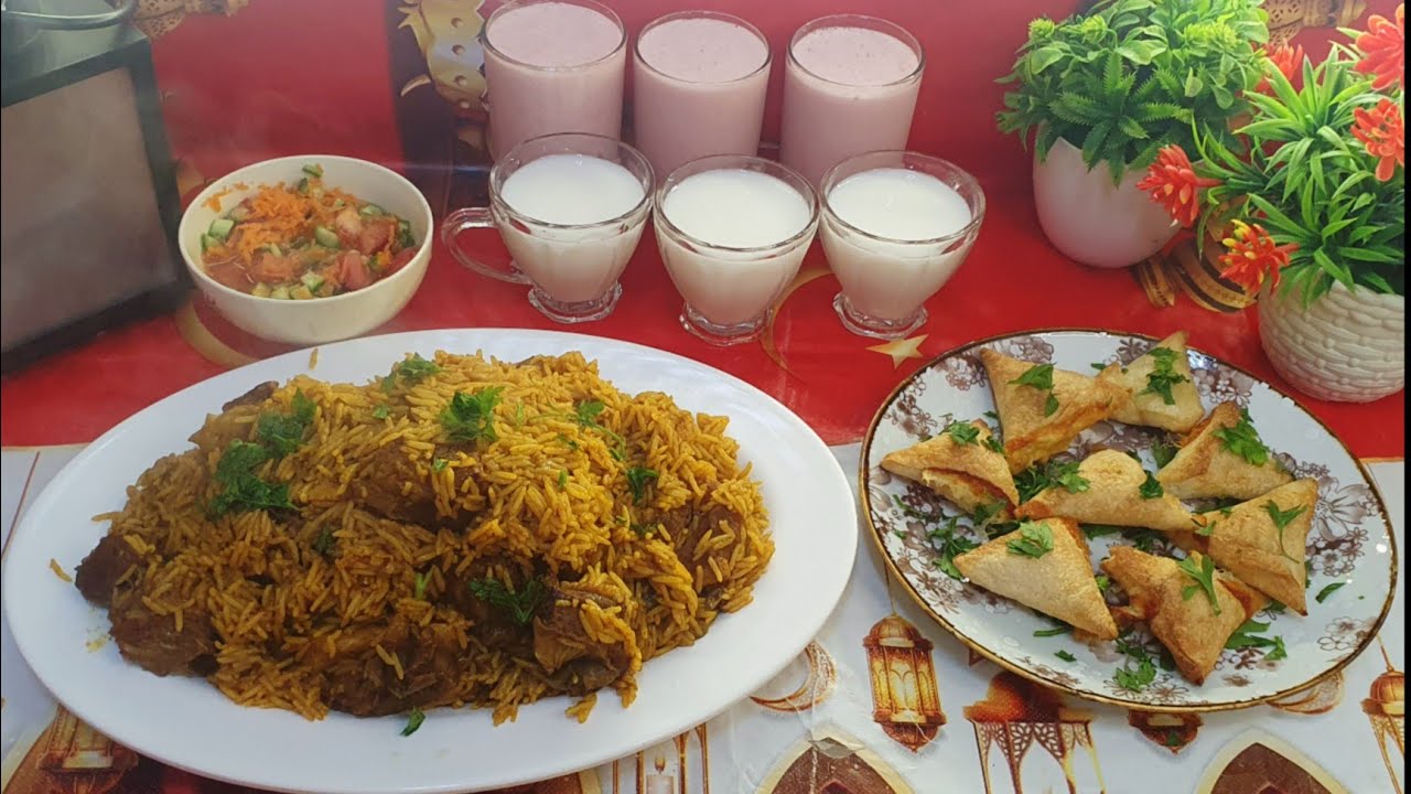 سفرة فطار ٩ رمضان النهارده كبسة لحم طعمها يجنن وفي حله واحده بس