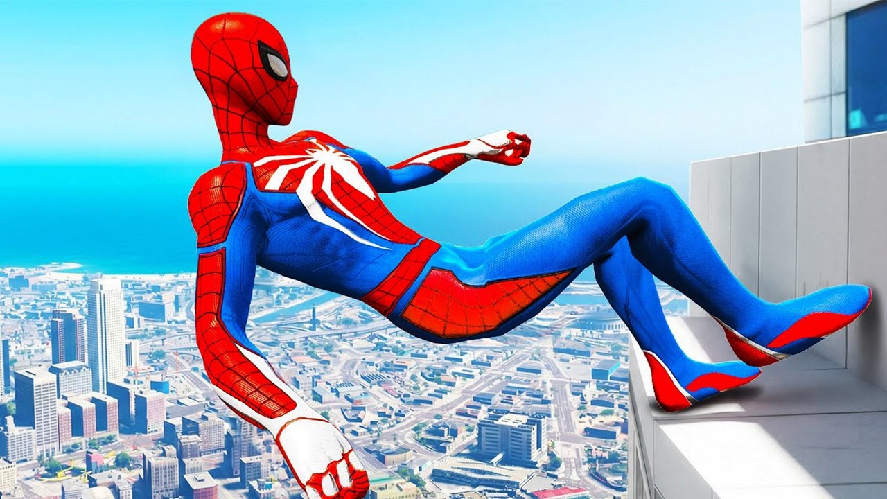 SPIDERMAN CRAZY JUMPS/FALLS (GTA 5 Spider-Man Gameplay) #25