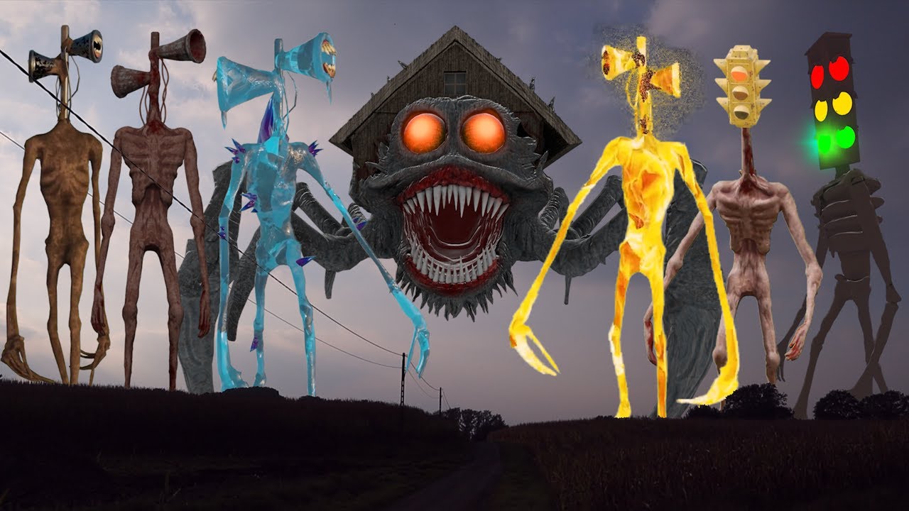 TEAM Siren Head VS Fire Siren Head VS House Monster VS ICE SIren Head VS TEAM Traffic Light Head
