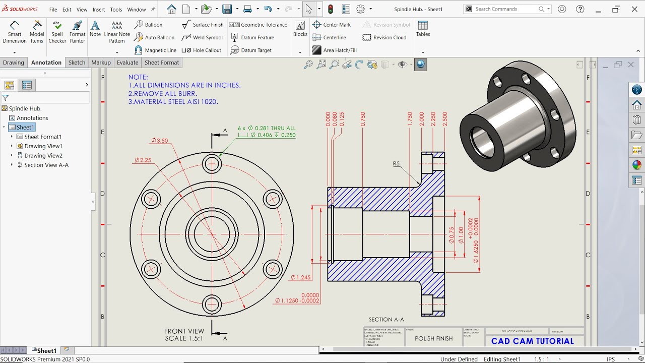 Создание чертежа из детали в Solidworks | Solidworks Drawing