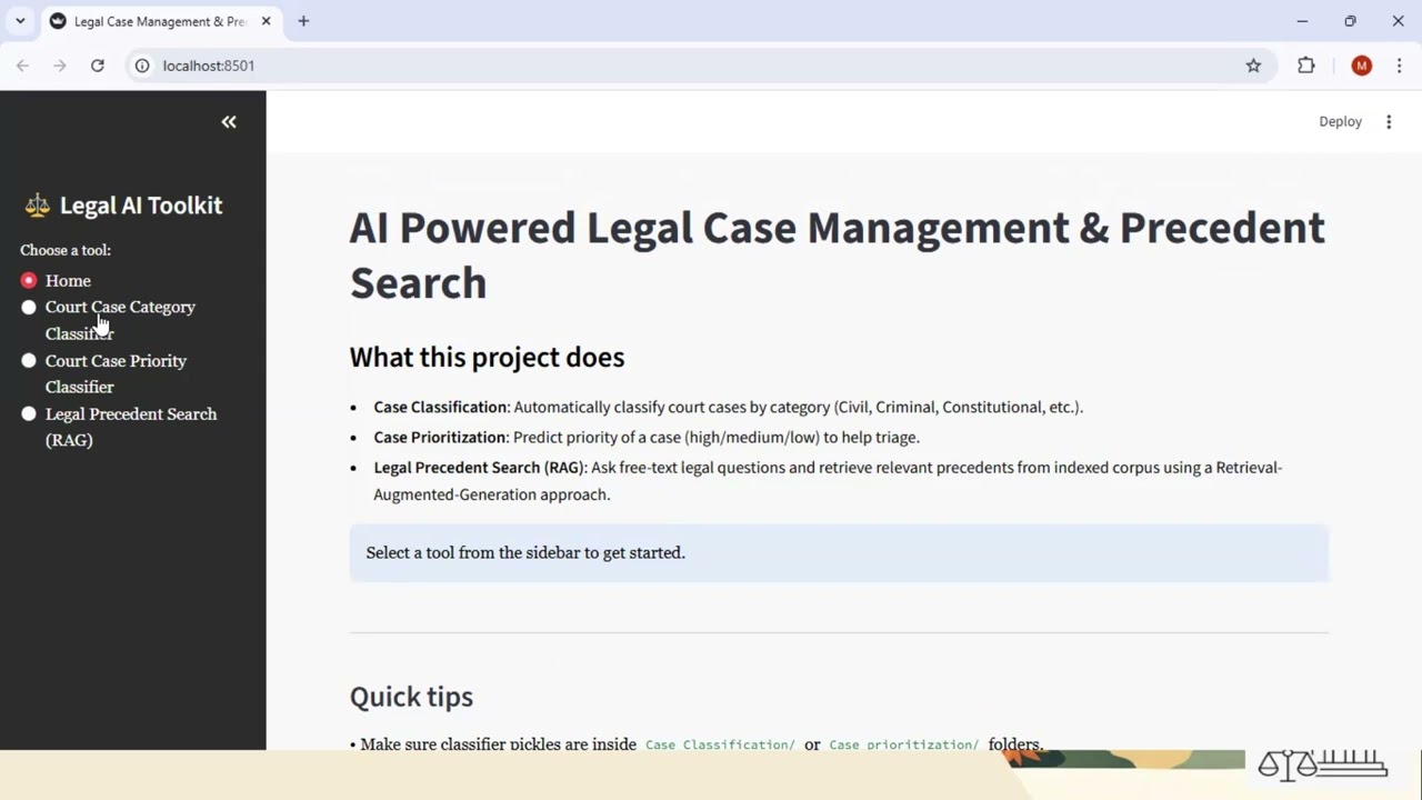 AI powered Legal Case Management System Demo Video