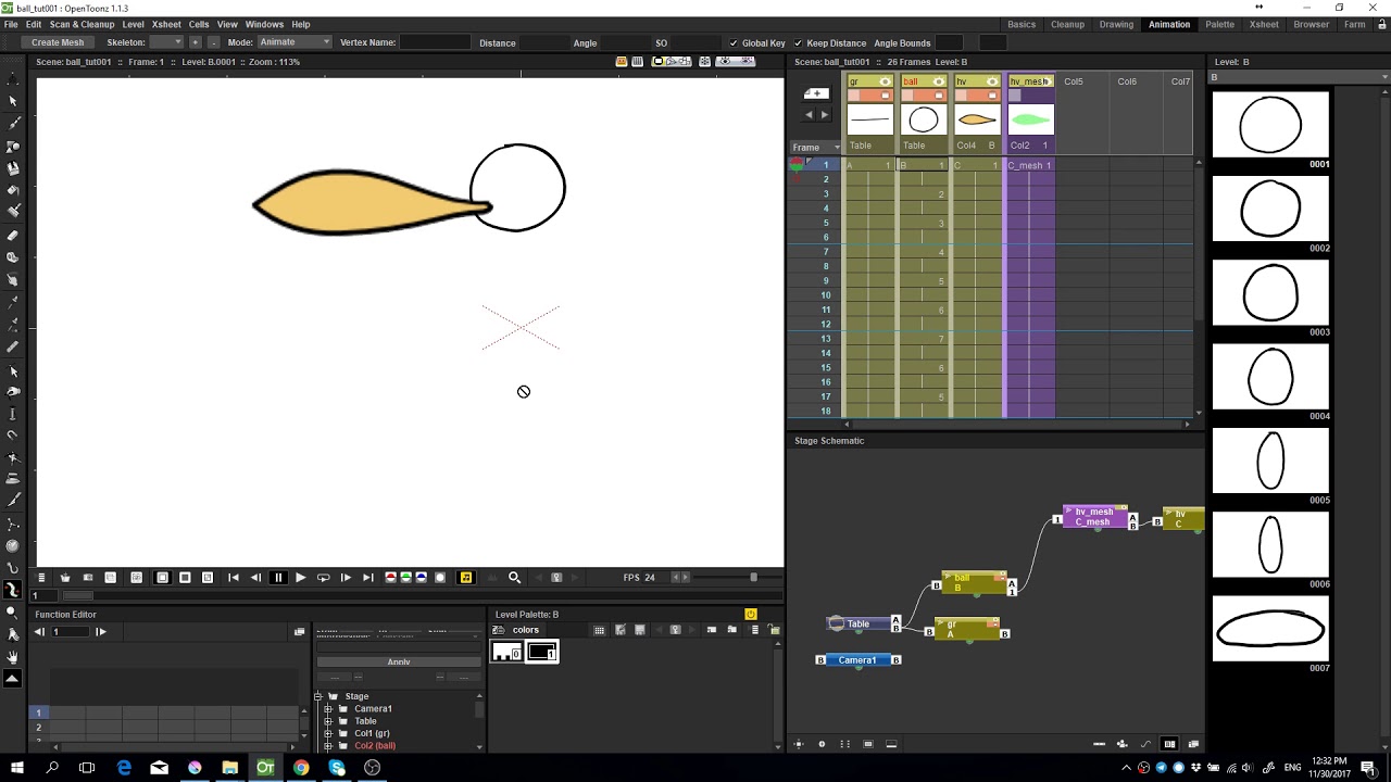 прыгающий мяч с хвостом в OpenToonz