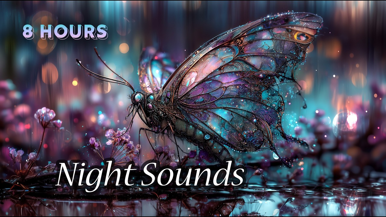 8 Hour Night & Distant Cicadas Sounds for Deep Sleep | Mystic Butterfly Ambience