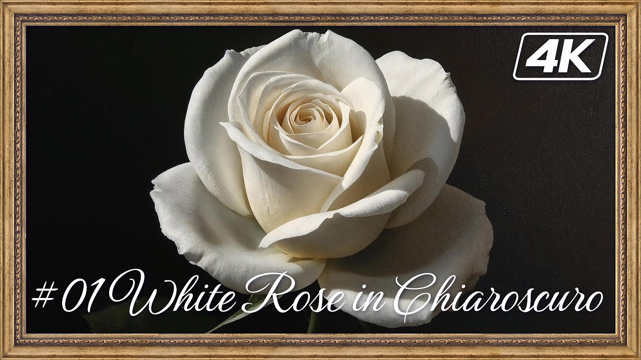 Timeless Florals #01 | White Rose in Chiaroscuro (Oil Painting) | 4K Art Wallpaper | 2 Hours