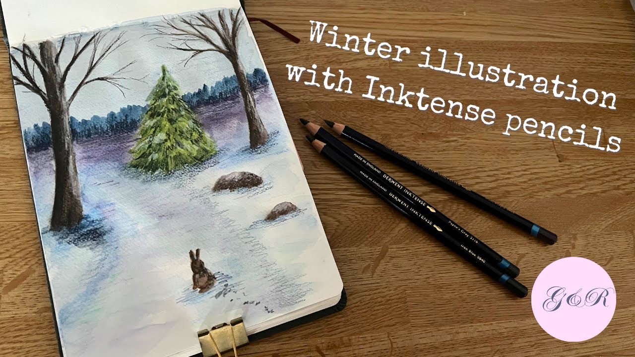 How to Draw a Winter Illustration with Derwent Inktense Pencils (Real Time Tutorial)