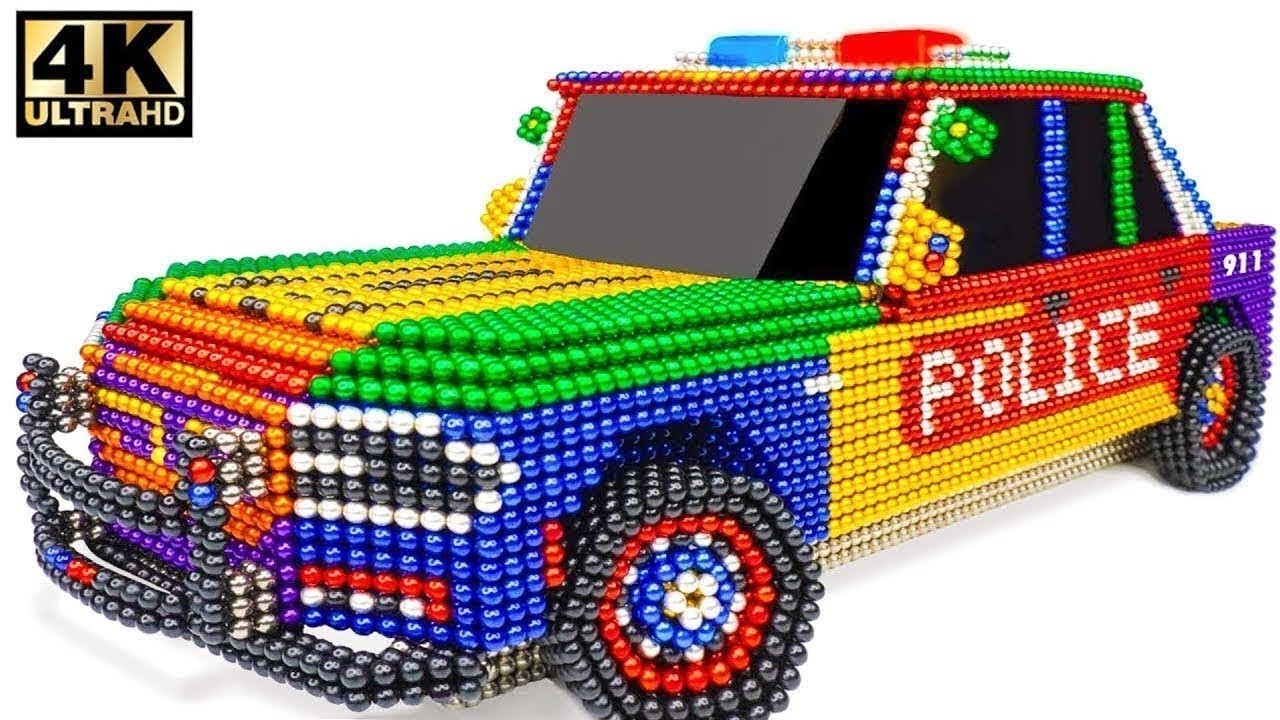 DIY: How to Make Rainbow Superfast Police Car From Colorful Magnetic Balls | Magnet ASMR