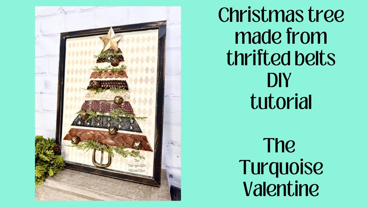 Christmas tree made from thrifted belts DIY tutorial