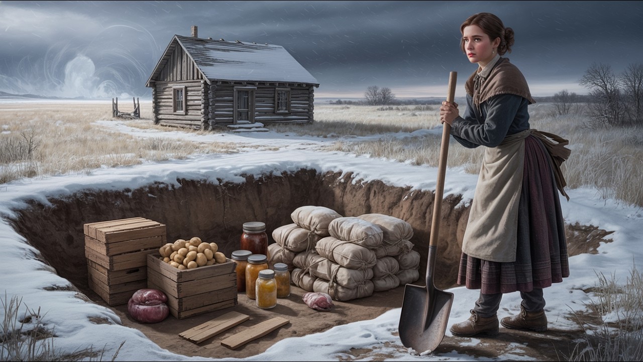 The Young Widow Buried Food Beneath the Cabin — Then the Blizzard Came Early