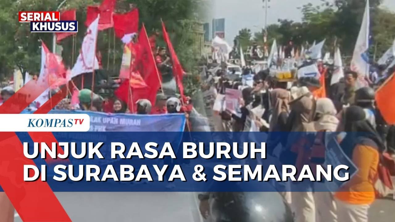 Bawa Keranda Sindir DPR, Begini Suasana Demo Buruh di Surabaya dan Semarang | BERUT
