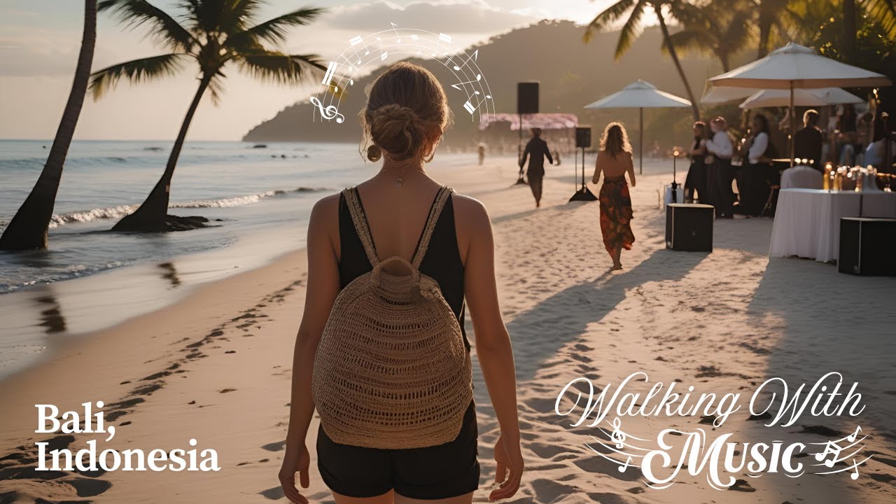 Bali Indonesia Walking Tour and Jazz Bossa Nova Playlist | Immersive Wave Sounds and Bali Activities