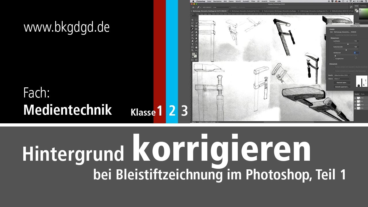 Gleichmäßige Hintergrundhelligkeit von Bleistiftzeichnungen im Photoshop korrigieren (Teil1)